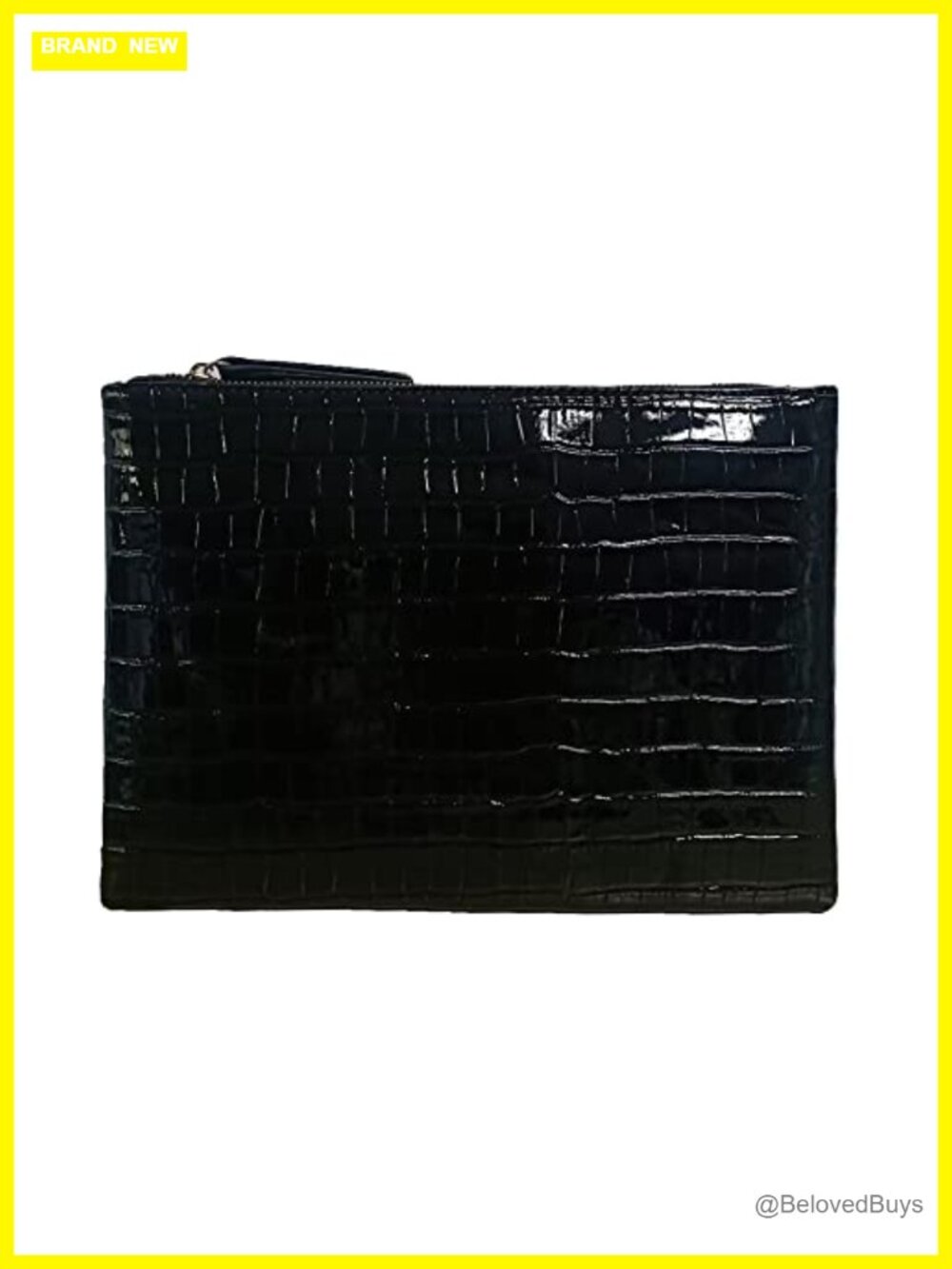 Faux Leather Crocodile Embossed Envelope Clutch Oversized Evening Party Bag